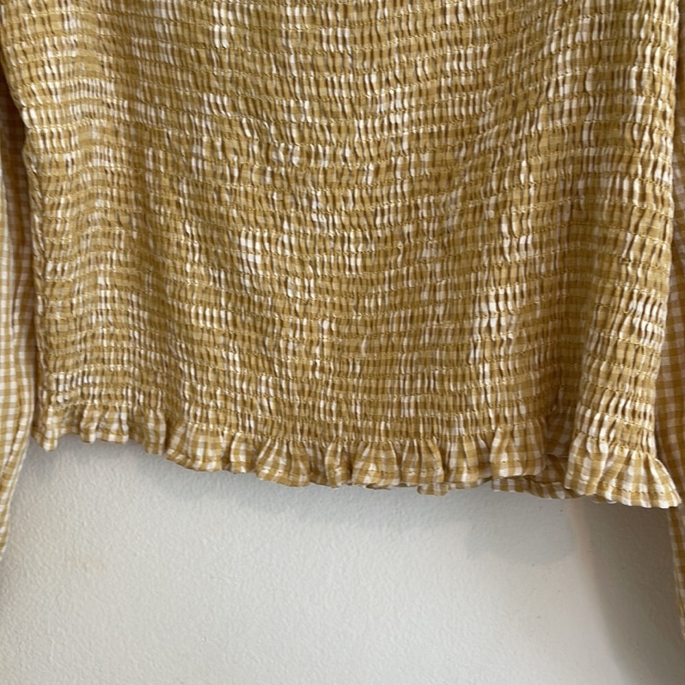 Urban Outfitters Yellow Gingham Crop Top | Size Large - Picture 6 of 8